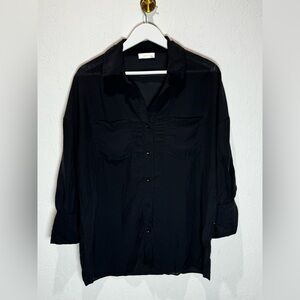 Anime bing checkered black button up shirt